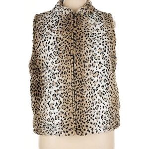 Vintage Cobblestone Canyon Womens Faux Fur Vest Size L Leopard Animal Mobwife